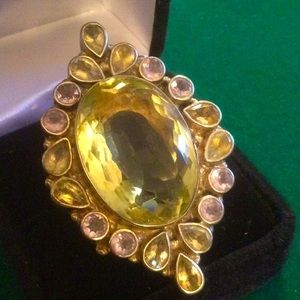 MR BIG ! Huge Lemon Quartz & Amethyst Ring